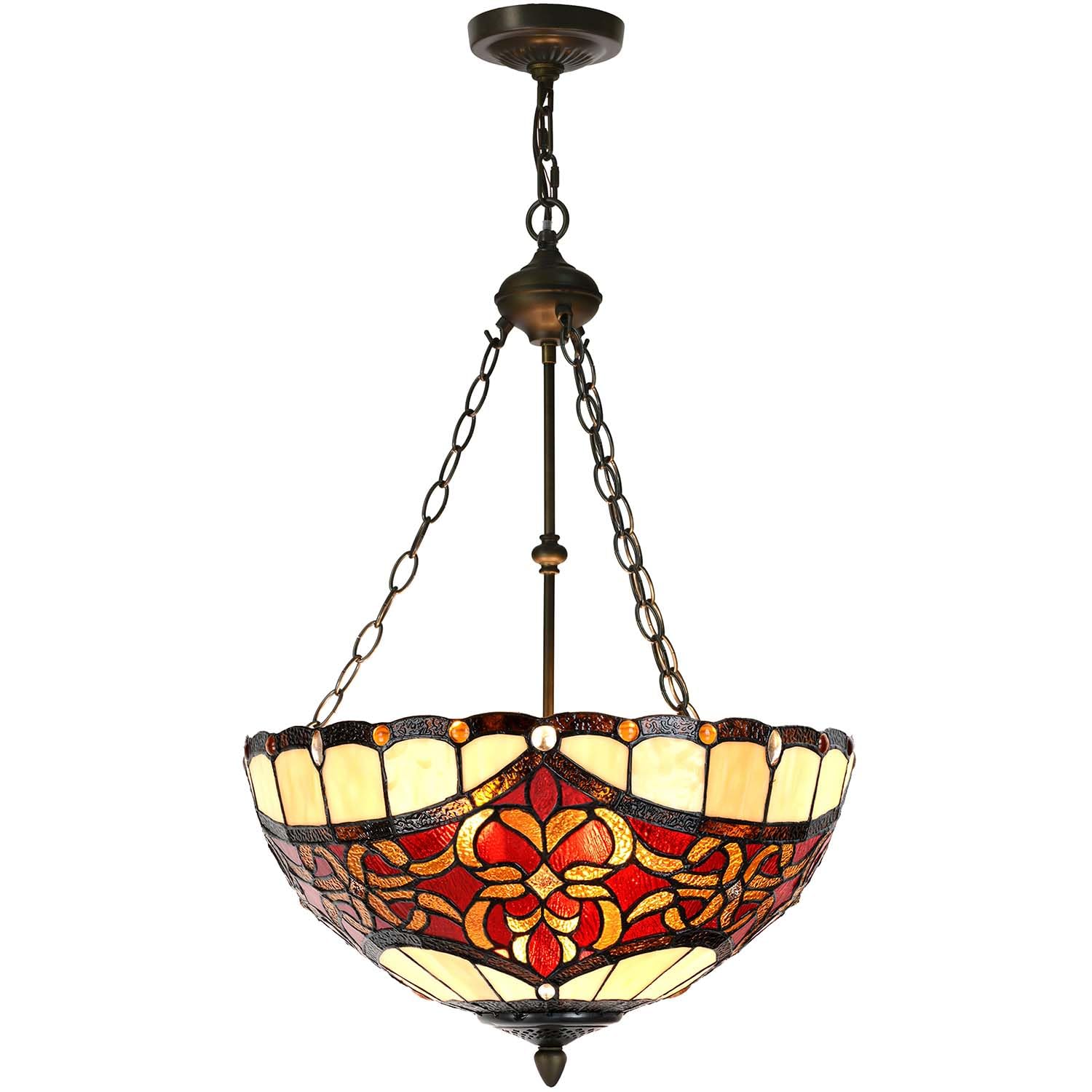 Photo 1 of Bieye Baroque Tiffany Style Stained Glass Pendant Chandelier