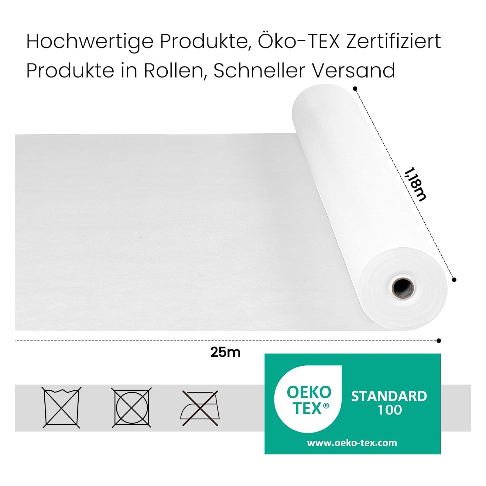 WOLTU Tischdeckenrolle, Einweg Vlies Tischdecke, Tischschutz wasserdicht Tischtuch Zuschneidbar, 80 g/m²,Tischschoner Meterware, für Party Geburtstag Hochzeit Weihnachten 1,18×25M Weiß