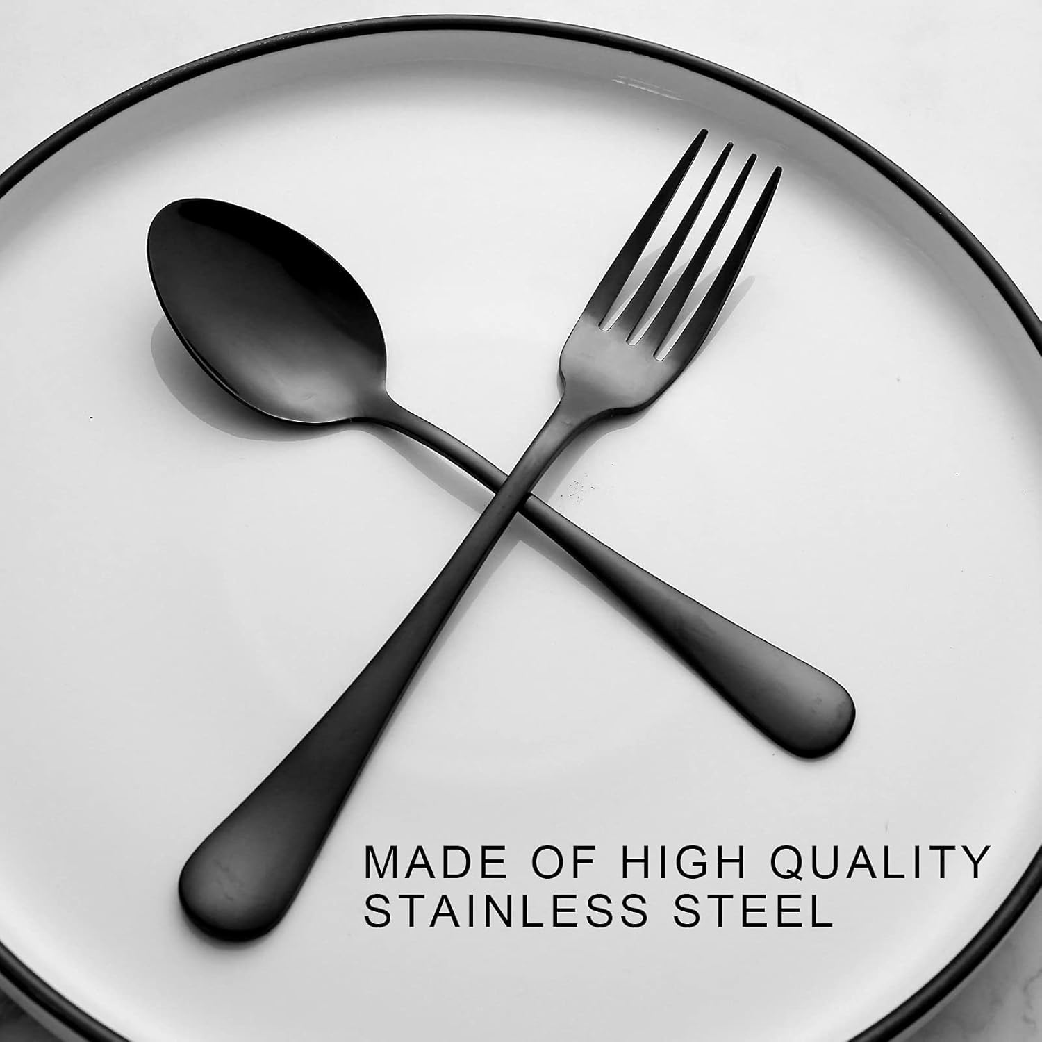 12-Piece Black Dinner Forks, Forks Silverware (8 inches), Food Grade Stainless Steel Flatware Fork, Mirror Polished & Dishwasher Safe, Using for Home, Restaurant or Kitchen, Black — Amazon image 5