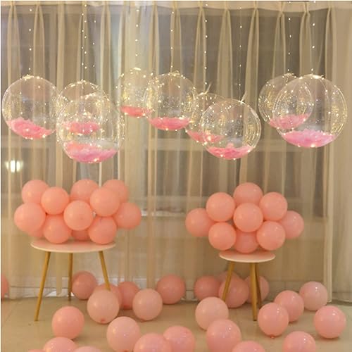 Miniatura 6 de Paquete de 10 globos LED Bobo, globos de luz LED transparentes, globos de burbujas brillantes estilo helio con tira de luces para fiestas,