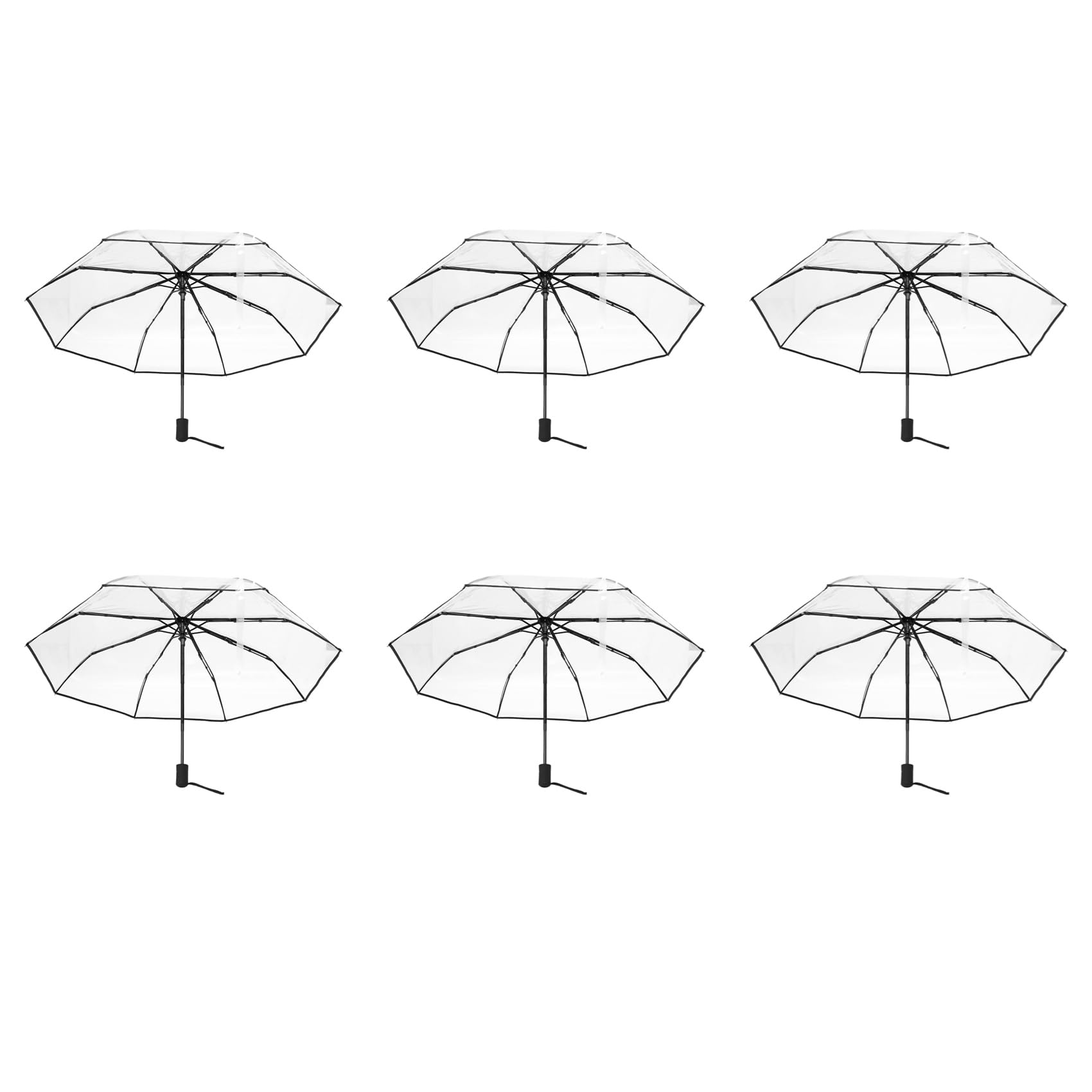 Parapluie automatique transparent pliant et coupe-vent avec élégante bordure noire pour femme