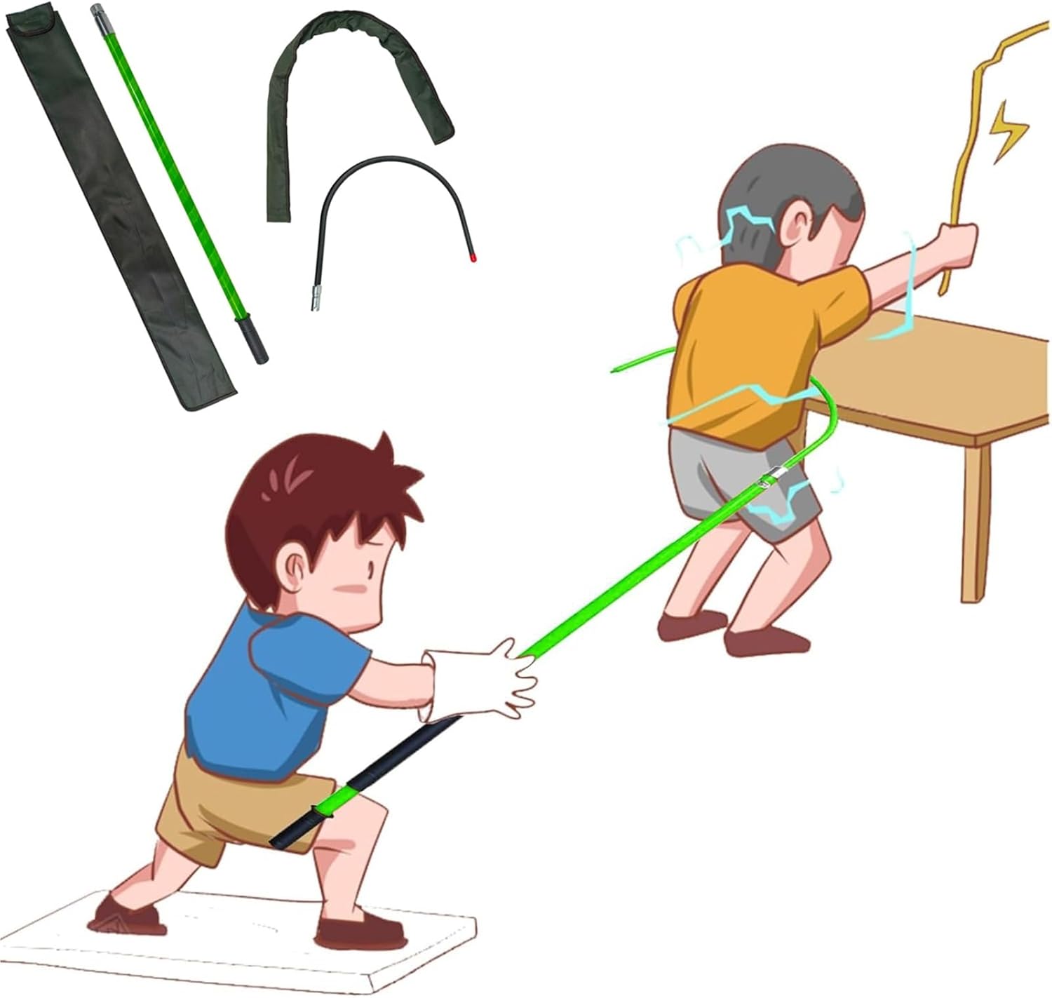 Electrical Safety Rescue Hook, Insulated Rescue Hook with Fiberglass Handle and Storage Bag Green Multiple Sizes for 10 kV to 220 kV(1.5m/4.9ft)