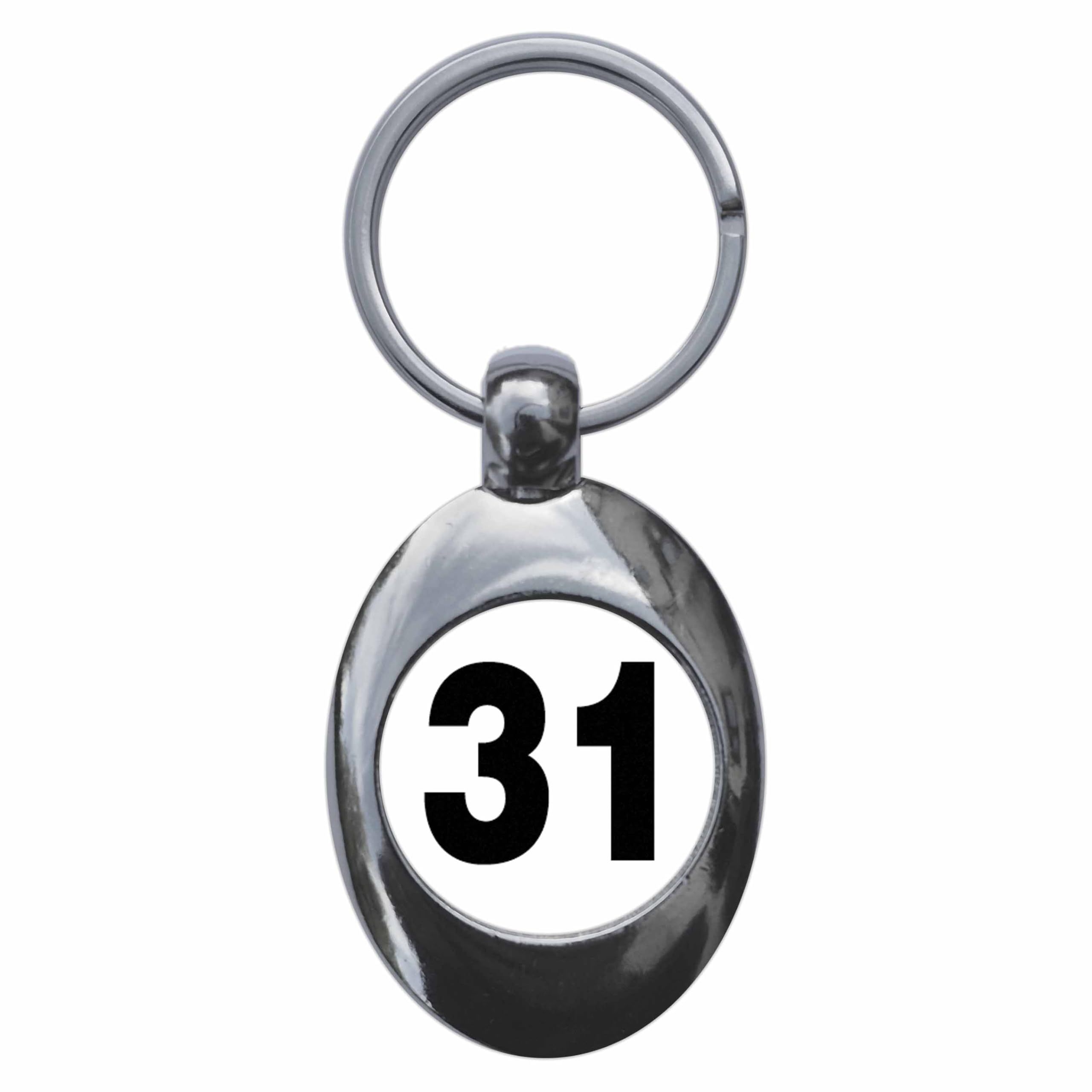 Ozorath Plain Number 31 Thirty One Keyring Keychain Key Ring Chain With Trolley Coin
