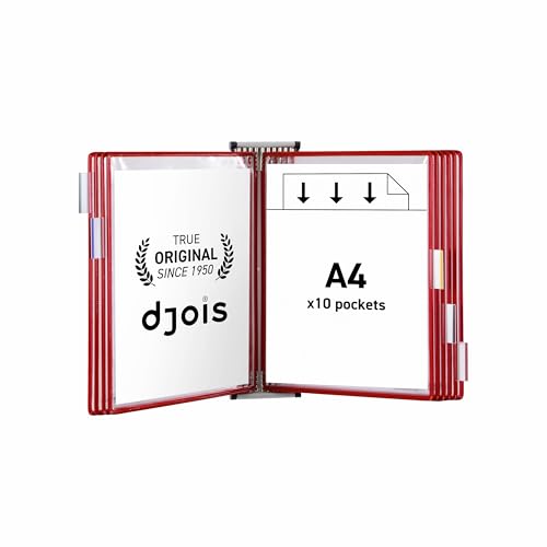 Tarifold 414107 - Tarifold Wandsichttafel für Dokumente aus Metall, Drehzapfensichttafeln, Dokumentenpräsentation, 10 A4-Taschen Rot