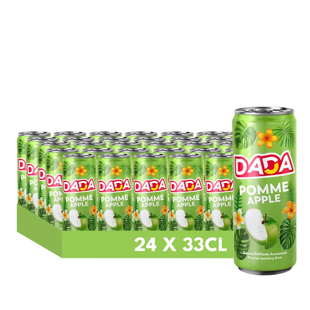 DADA Boisson Gazeuse Saveur Pomme, Canette 33cl, Lot de 24