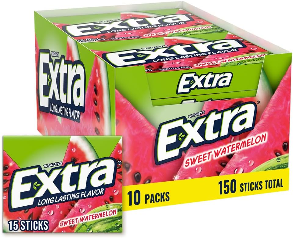 Wrigleys Extra Sweet Watermelon Sugarfree Chewing Gum Box Of 10 x 15 Stick Packs