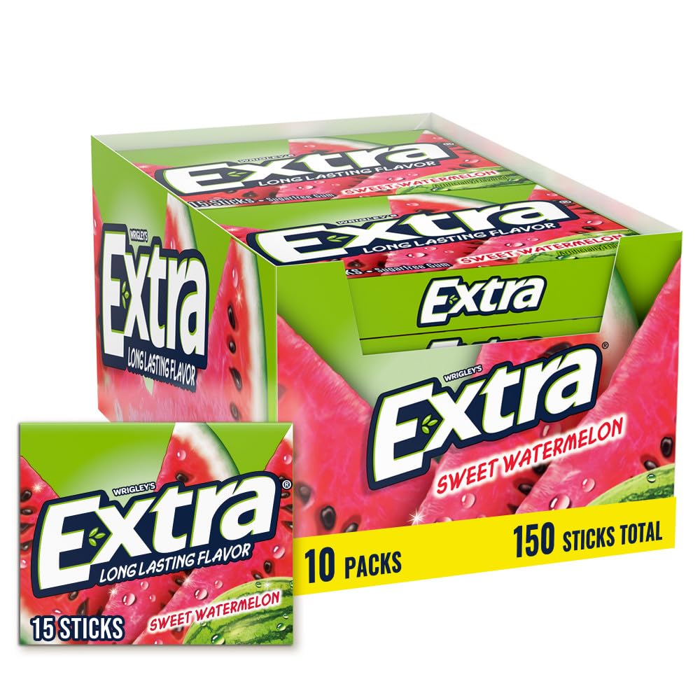 EXTRA Gum Sweet Watermelon Sugarfree Bulk Individually Wrapped Long-Lasting Juicy Watermelon Flavor Perfect for Fresh Breath at School