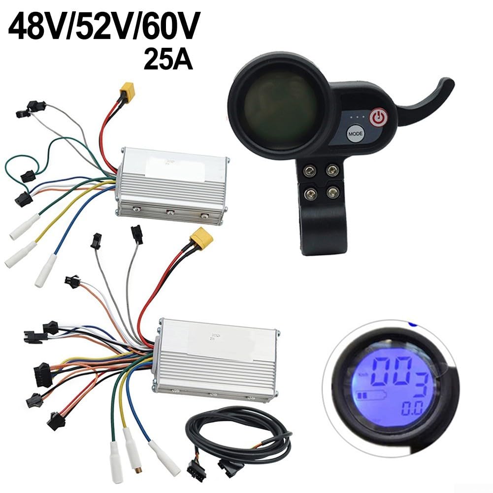 Kit de medidor de controlador de 48 V 52 V 60 V 25 A para scooter eléctrico JP, piezas de repuesto compatibles y línea de conexión (juego de 48 V 25 A)