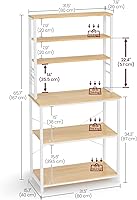 Vista 3 de VASAGLE Barra de café, estante de panadero de 31.5 pulgadas para cocina con almacenamiento, estantes de cocina de 6 niveles con 6 ganchos, soporte