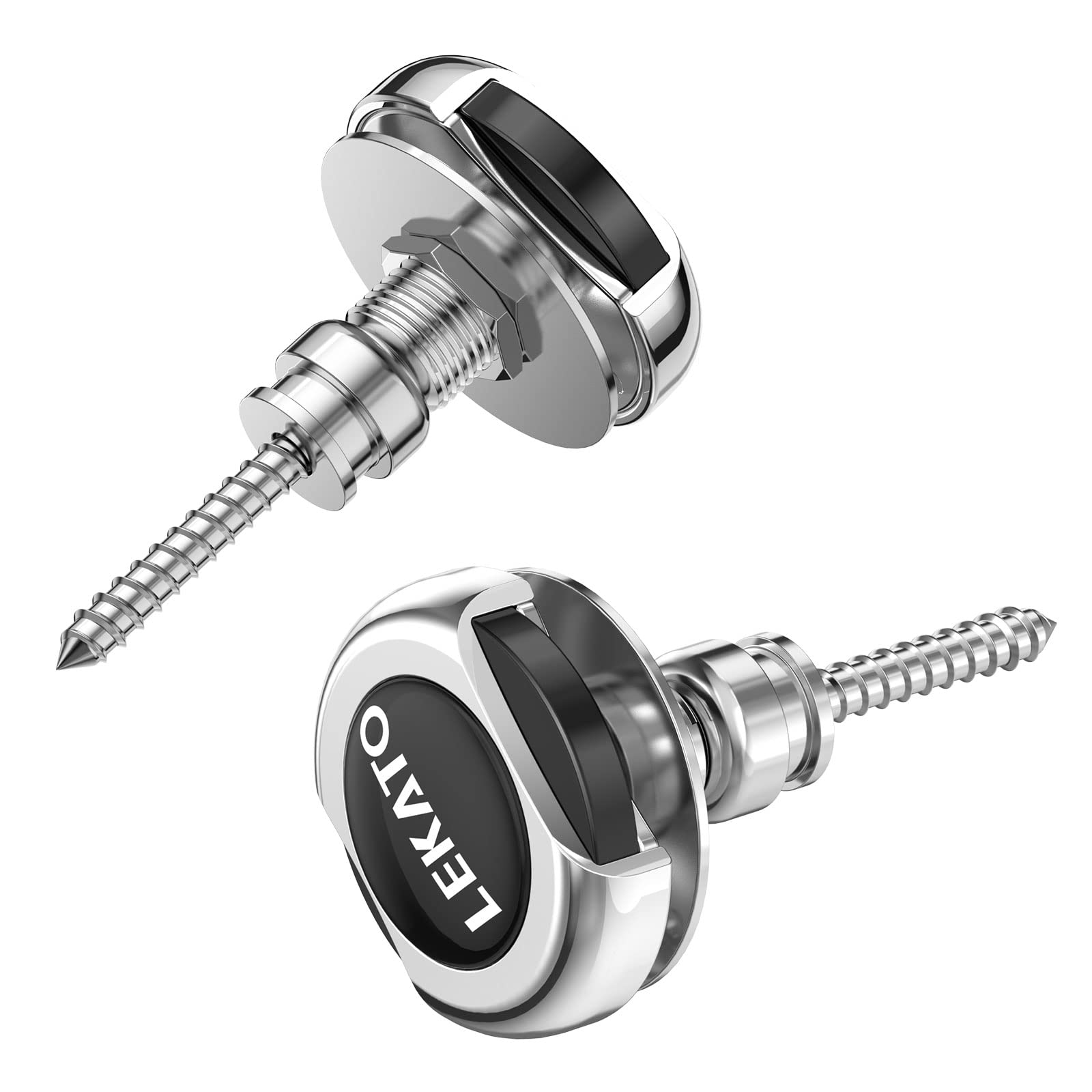 LEKATO Verrou de sangle de guitare pour basse et boutons de sécurité à libération rapide pour guitare électrique, acoustique, basse, ukulélé (argent)