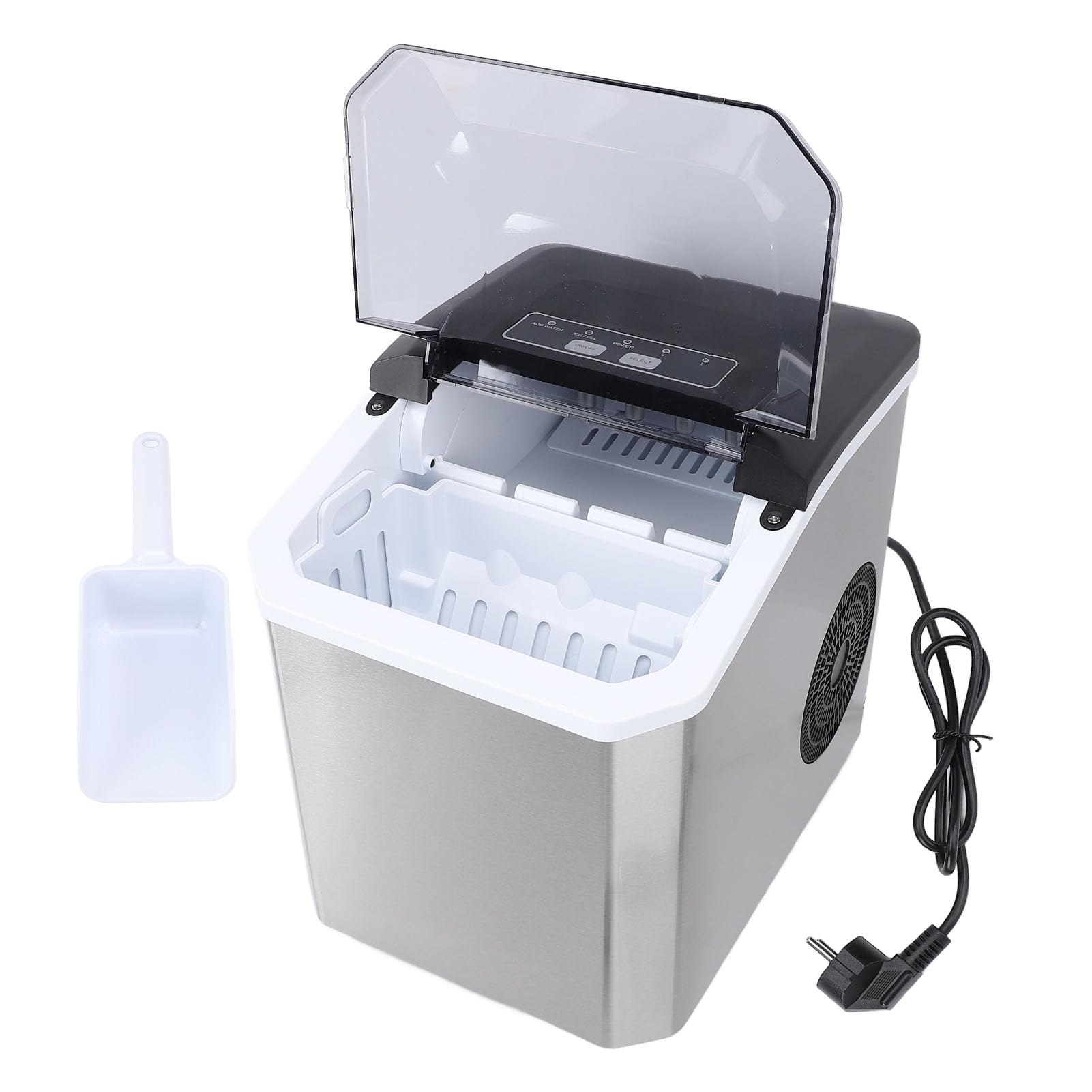 Chrees Máquina para Hacer Hielo en Encimera, 9 Cubitos Listos en 6 Minutos, Autolimpieza con Tanque de Agua de 1,3 L, Tamaños de Cubitos de Hielo Ajustables para Encimera de (Enchufe europeo 220V)