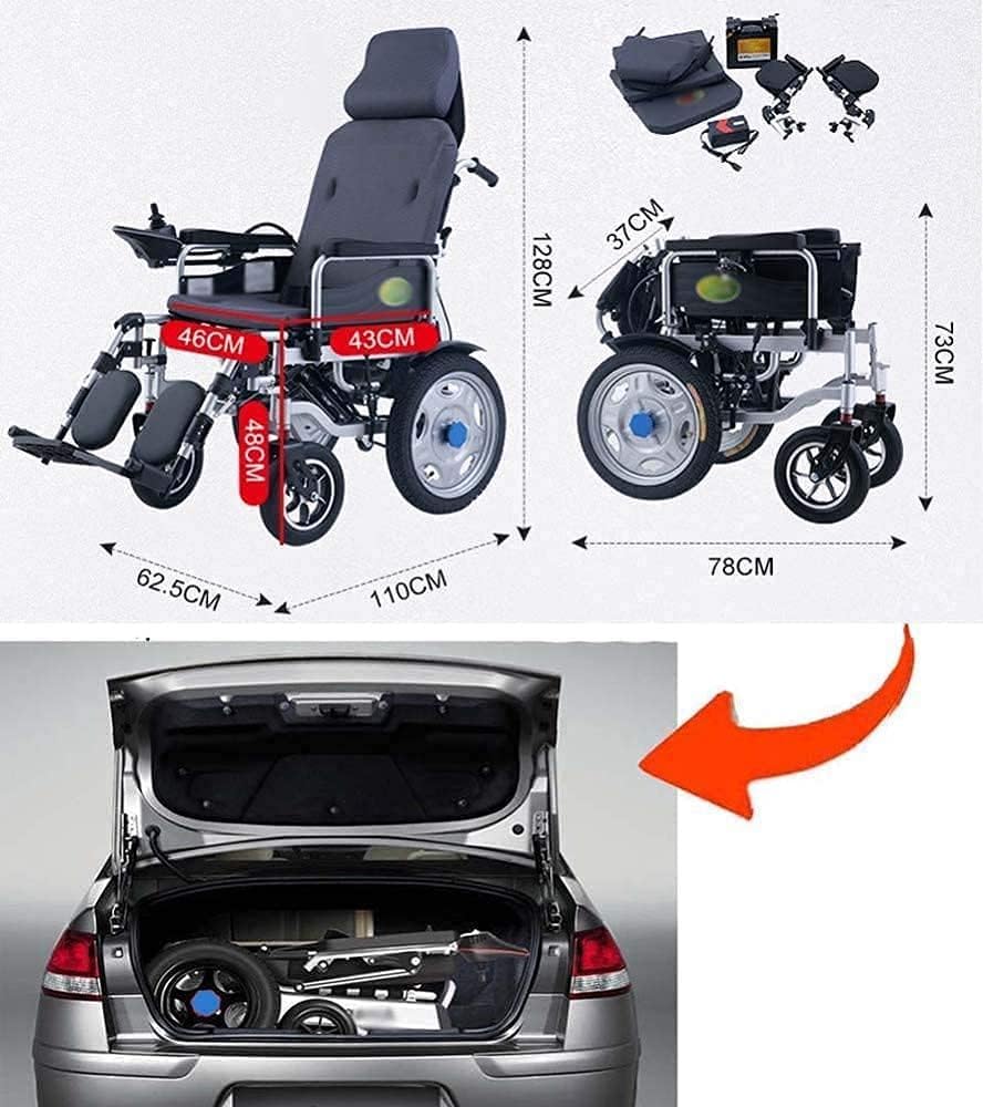 Silla de Ruedas Eléctrica Plegable Ligera y Portátil con Mando a Distancia, Capacidad 150KG, Doble Modo Manual/Eléctrico, Respaldo Ajustable - Batería de Litio 24V, Autonomía 25KM, Motor 250W