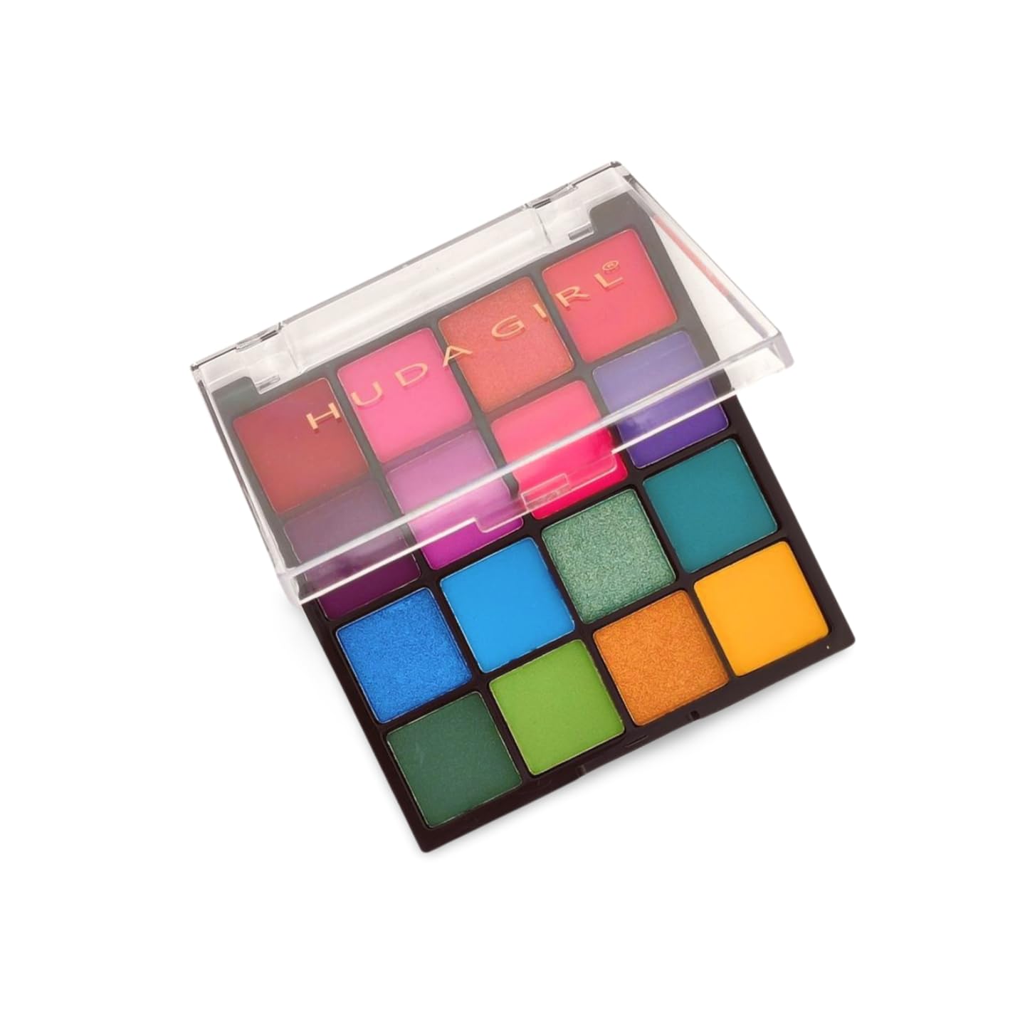HUDA GIRL BEAUTY 16 Color Eyeshadow Palette - Shimmer & Matte Shades for Pretty All Day Eyes - Swiss Bright Edition