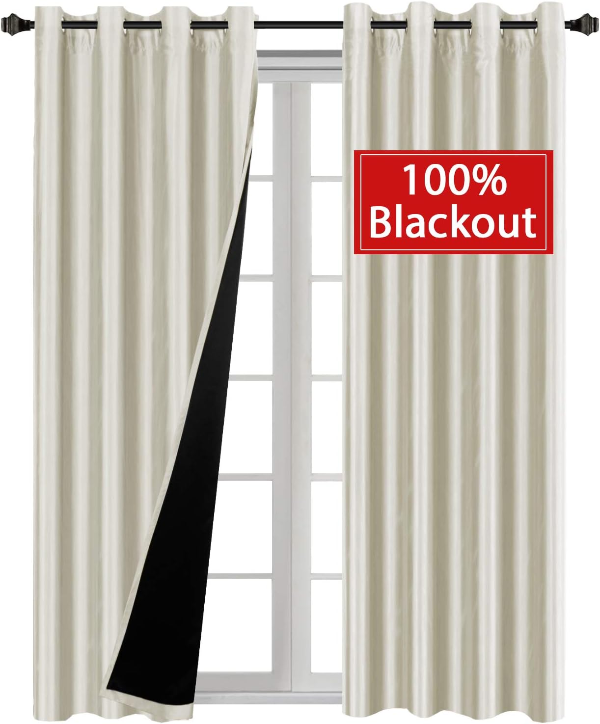 H.VERSAILTEX Premium 100% Blackout Blinds Complete Blackout Shades for Large Window Door Functional Faux Silk with Liner, Energy Smart & Thermal Insulated, Nickel Grommet, 52 x 96 Inch