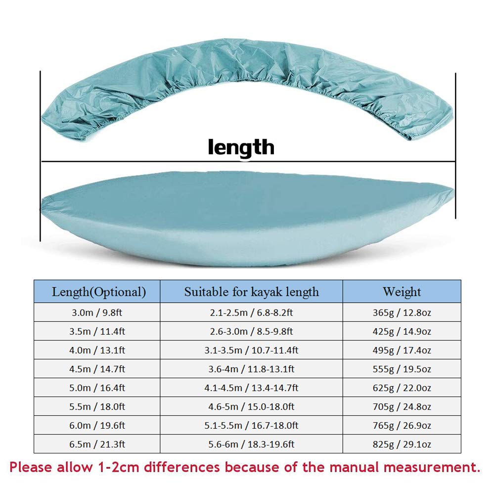 STTC 7.8-18ft Housse de canoë Kayak Couverture de Bateau, Multi-Taille en Tissu Oxford Durable Etanche Protection UV étanche à la poussière,Light Blue,2.1/2.5m