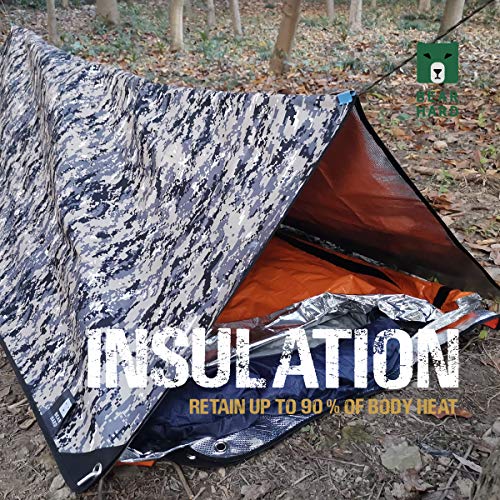 Bearhard 3.0 Heavy Duty Emergency Blanket, Emergency Tarp, Insulated Blanket, Thermal Waterproof Survival Space Blanket for Hiking, Camping, Camo