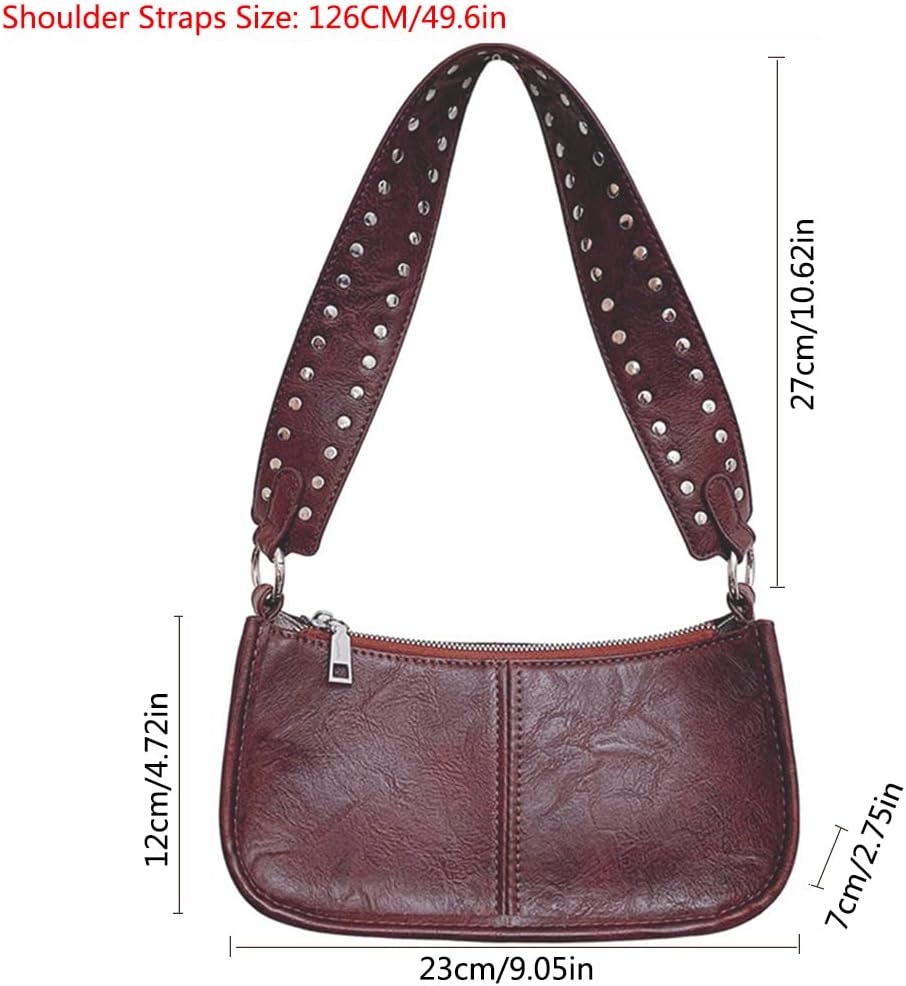 Geelyda Shoulder Purses for Women with 2 Straps, Trendy Studded Small Purse, Women's Handbags Crossbody Shoulder Bag - Image 5