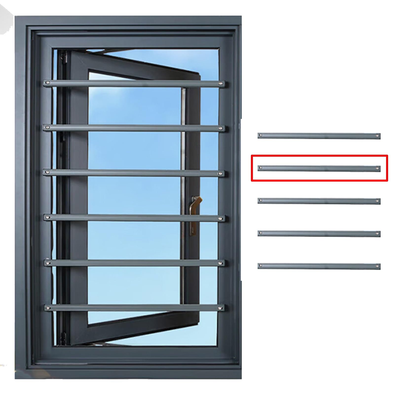 Barra de seguridad de aleación de aluminio para ventana, barra de seguridad para niños, para el hogar, parrilla de 120 cm, ideal para protección de habitación de niños y sala de estar