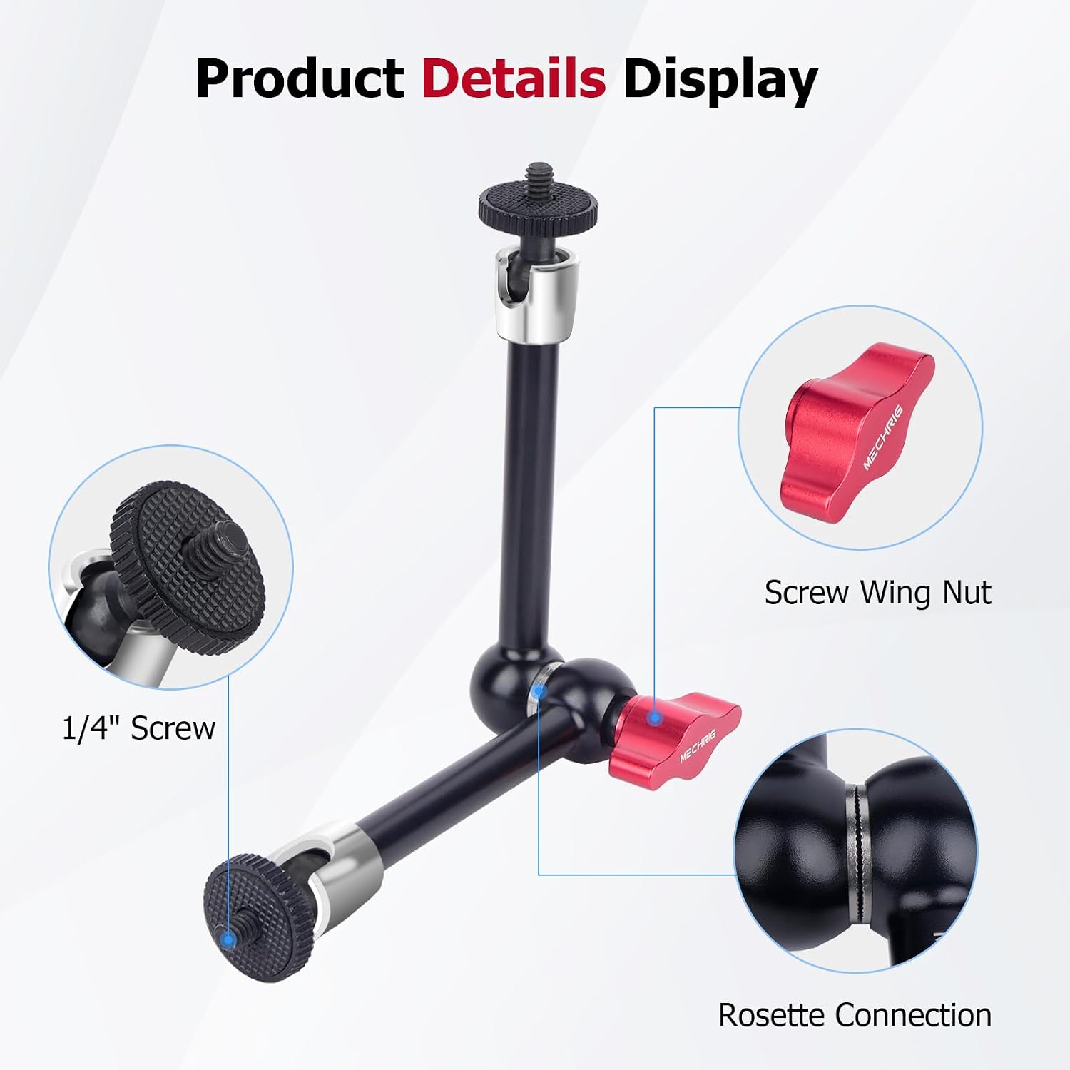 11" Pro Cold Shoe Magic Arm, Extra-Long Adjustable Friction Arm with 1/4" Screw for Teleprompter, Ring Light, Camera Rig – Live Stream Filmaking-87003 image 2