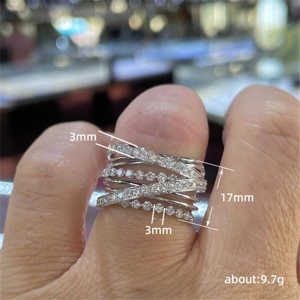 RKKOJJO 925 Sterling Silver Interweave Cubic Zirconia Ring Diamond Ring Engagement Ring Wedding Band Rings for Women - Image 3