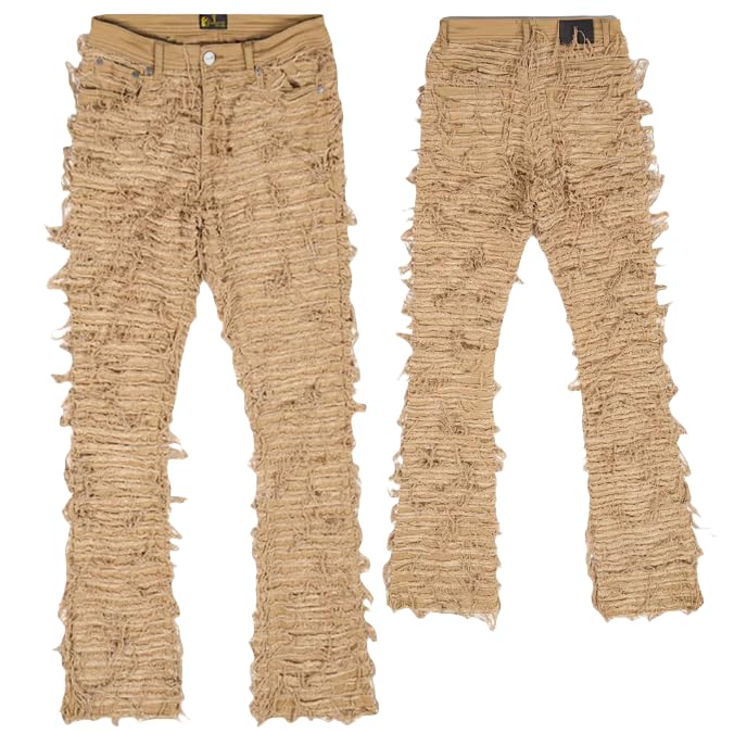Men's Loose Waist Denim Jeans with Frayed Edges Casual Hip-hop Men's Jeans