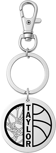 Sportybella - Personalized Engraved Basketball Zipperpull Keychain, Custom Basketball Gift for Player, Team and Coaches