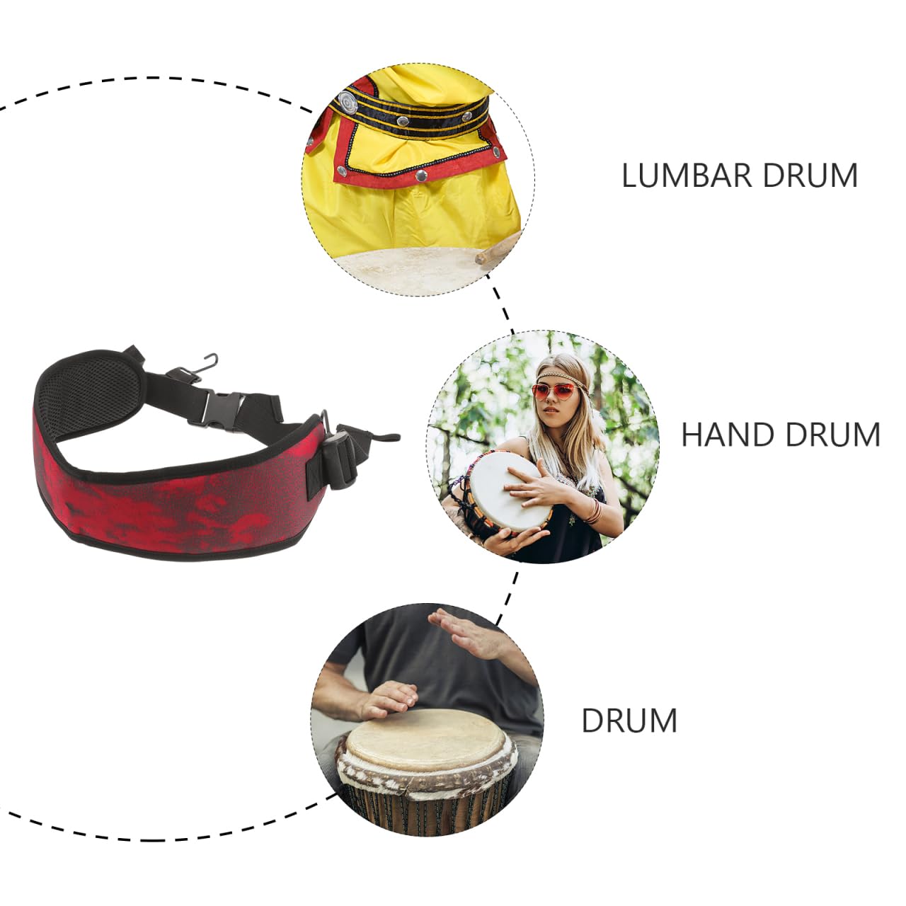 ifundom Correa Ajustable Para Djembe Cinturón De Percusión Con Gancho Metálico Resistente Para Actuaciones Y Desfiles