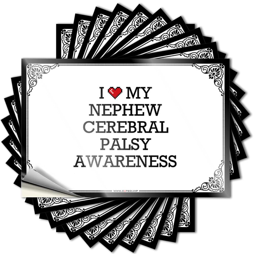 Decal Badass Vinyl Decals, Men Waterproof Bottle Stickers for Water Bottle | I Love My Nephew Cerebral Palsy Awareness Perfect for Outdoor Laptop Decor(8X12CM)