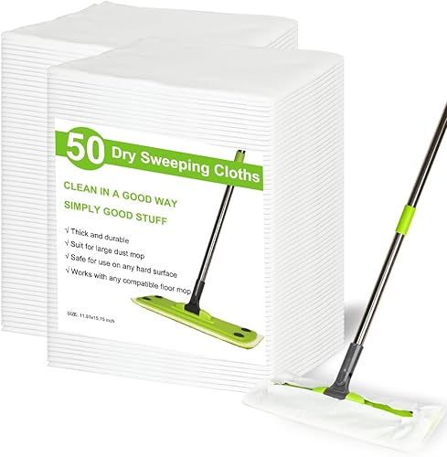 Miniatura 8 de Trapeador de microfibra con 5 papeles para polvo + 2 almohadillas lavables, limpieza de suelos multisuperficie para húmedo, seco y polvo, mango