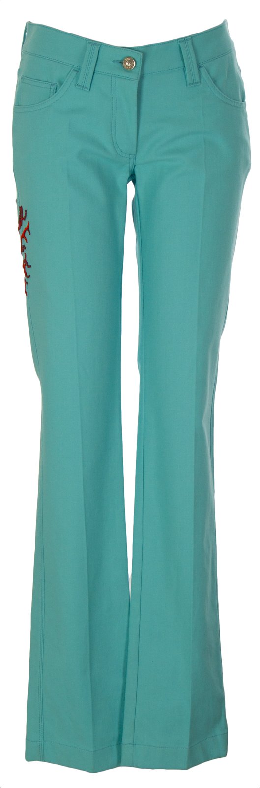 Gai Mattiolo Women's Tree Embellished Bootcut Jeans Sz 42 Aqua
