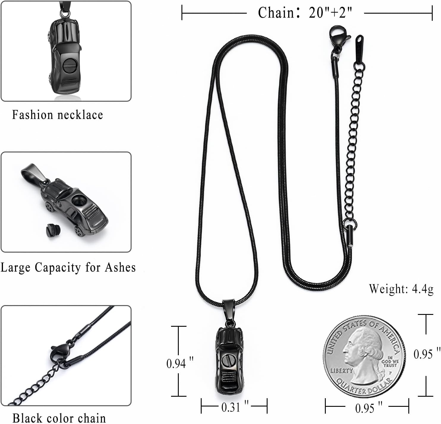 Cremation Jewelry for Ashes Little Car Shape Urn Pendants for Ashes Holder Memorial Keepsake Urn Necklace Cool Necklace - Image 2