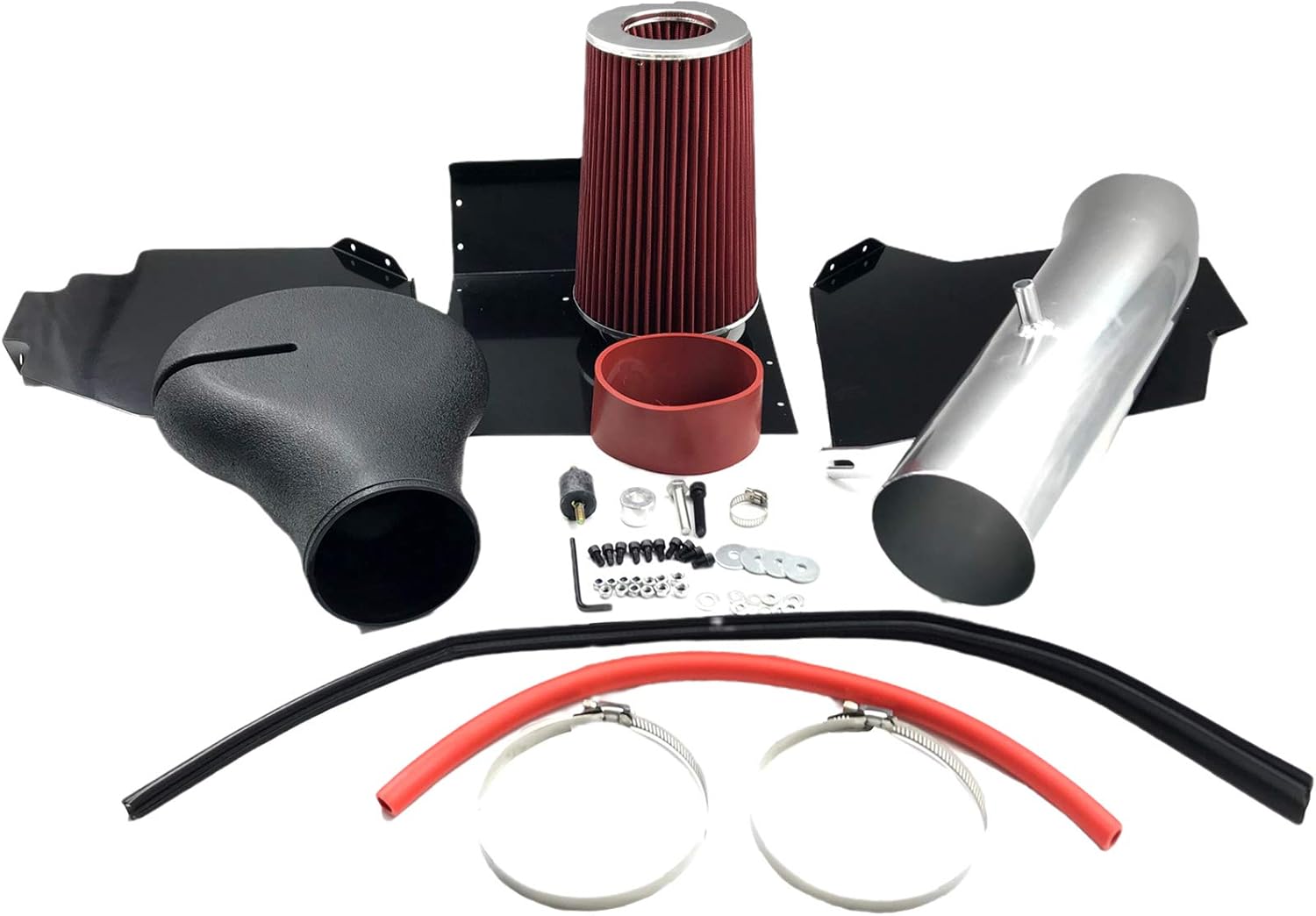 Cold Air Intake Kit with Filter fit for Dodge 1994-2001 Ram 1500 & 1994-2002 Ram 2500 V8 5.2L 5.9L Silver & Red