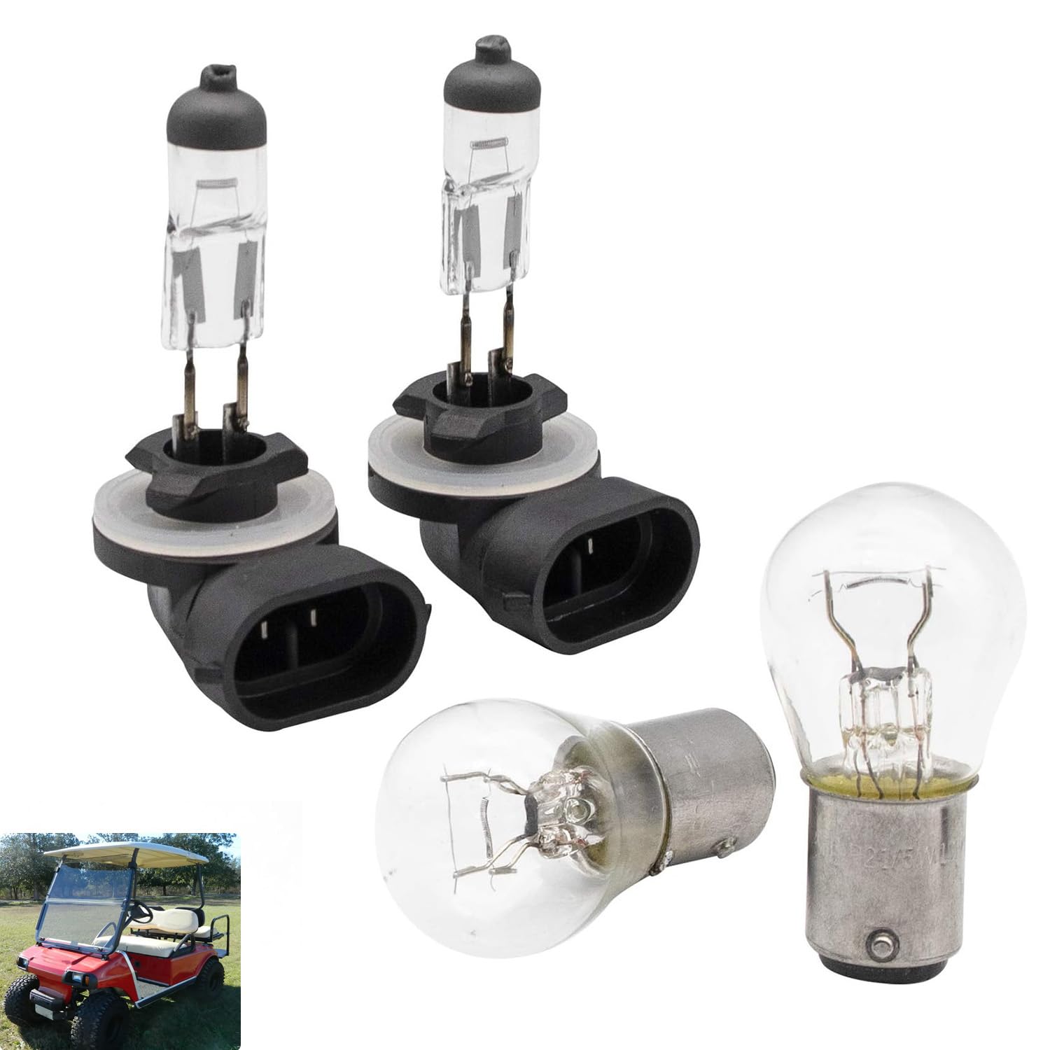 Drive-up Golf Cart Light Bulb Kit for Club Car DS,Halogen Headlight Bulb 1019881-01,Taillight Bulb 1011582
