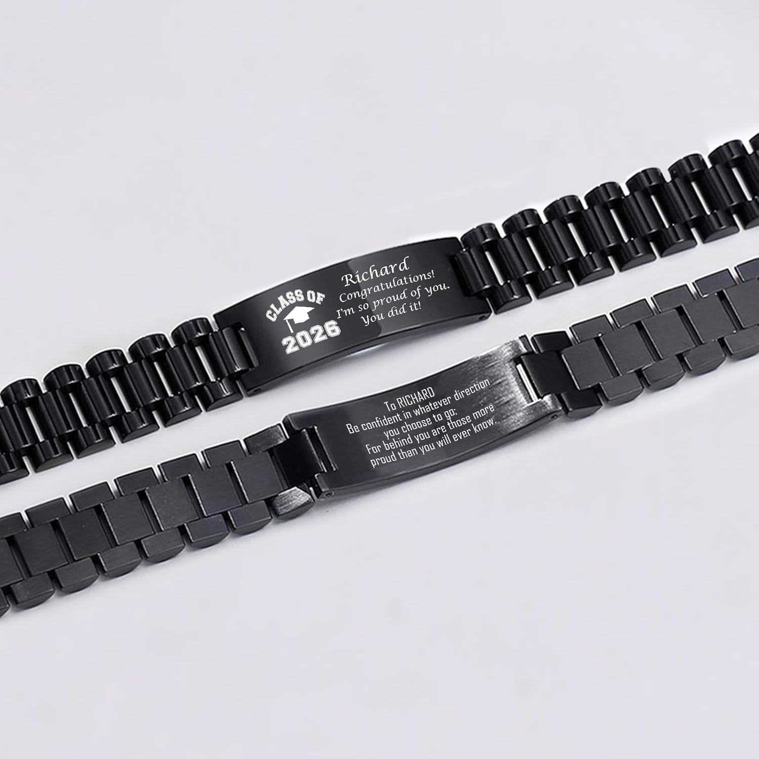 MEALGUET Graduation Gifts for him,Customizable Graduation Bracelet, Inspirational College Graduate Class Of 2026 Gift, Stainless Steel Handsome Link Bracelets for College Graduates