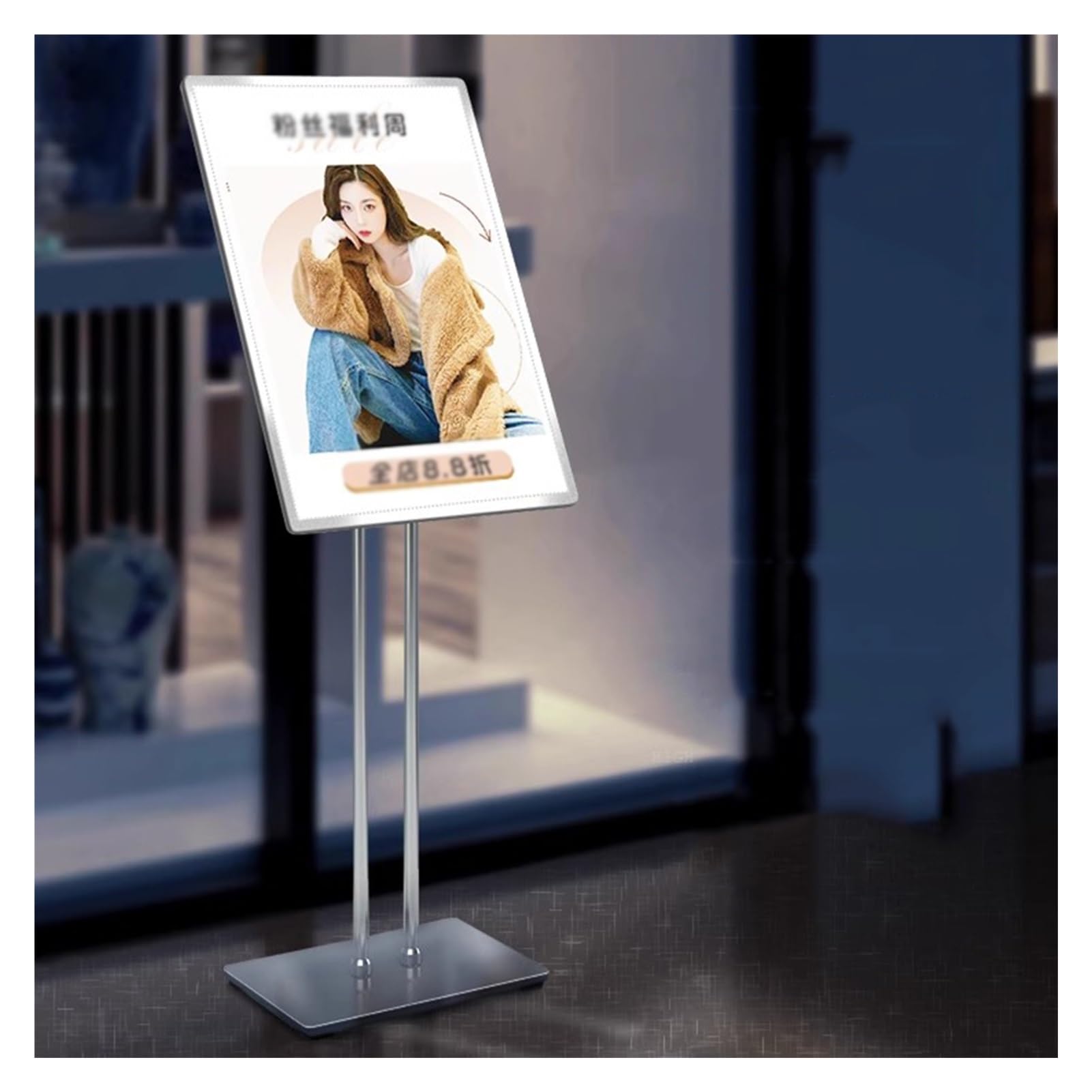 Soporte para carteles LED, pantalla de marco publicitario enchufable, menú de soporte de letreros LED de mesa, tablero de menú iluminado de vidrio templado delgado para restaurantes, bares, tiendas
