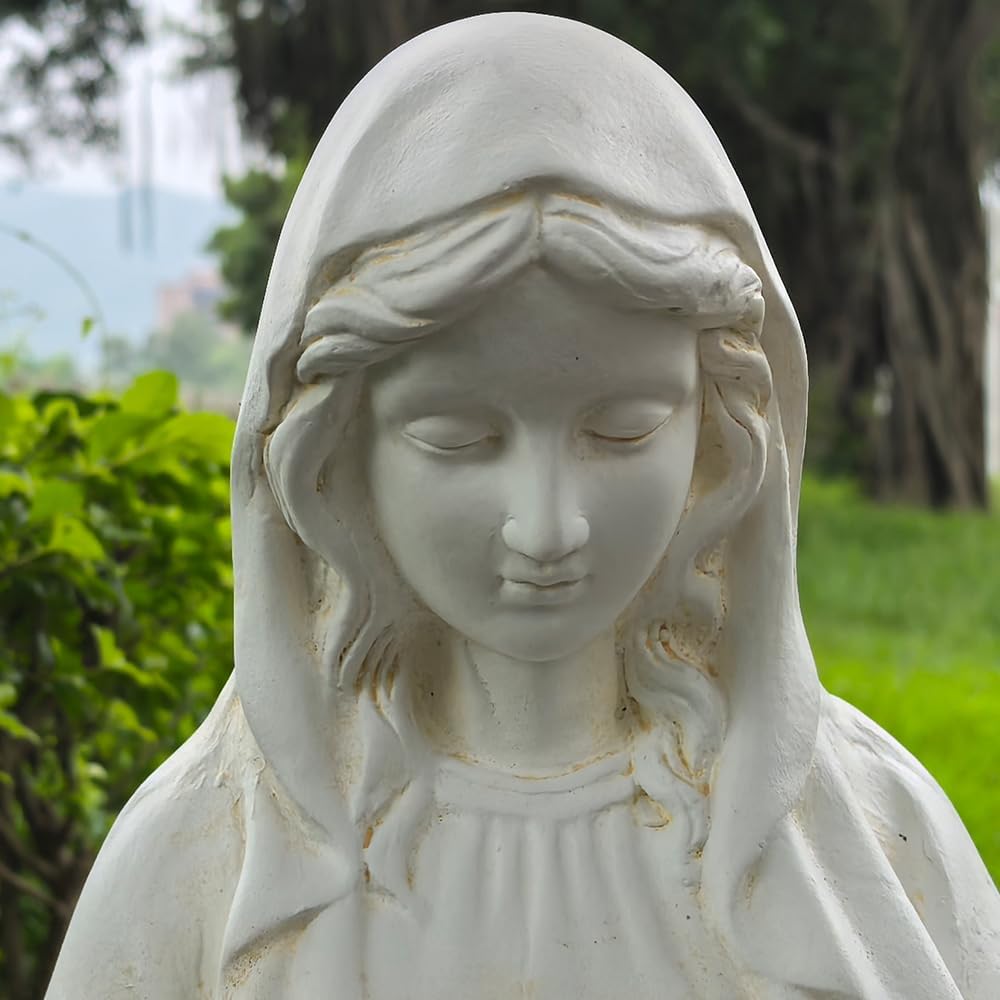 Virgin Mary Outdoor Statue - Religious Garden Statue, Blessed Mother, Virgen De Guadalupe, Large Outdoor Garden, Ivory