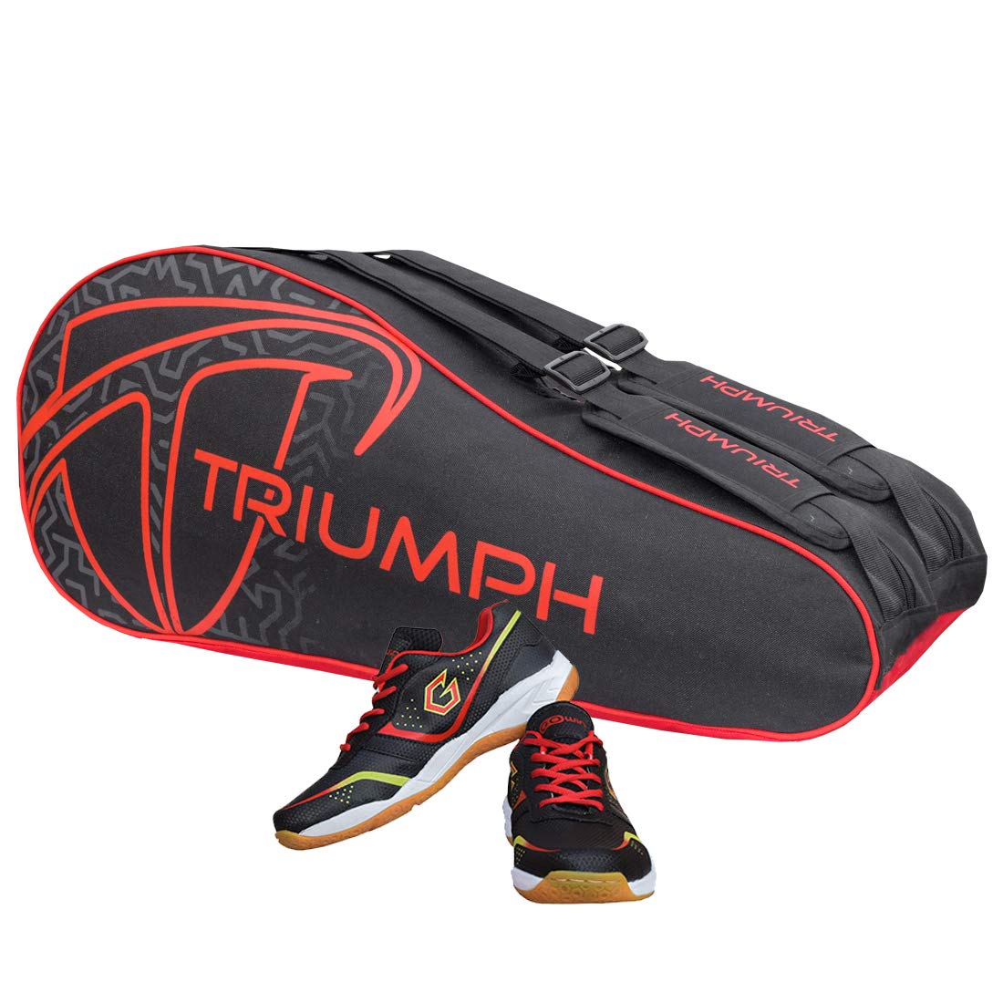 Badminton Shoe Smash Black Size-4 with Triumph Badminton Bag 303 Black/Red-image-17