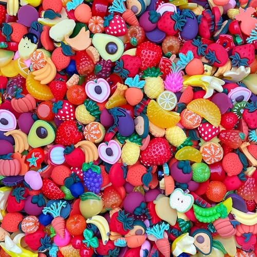 Image of Ulalaza 100pcs Slime Charms Mixed Set Resin Flatback Making Supplies For DIY Craft Making And Ornament Scrapbooking Beads Assorted Candy Fruit Cake Ornament