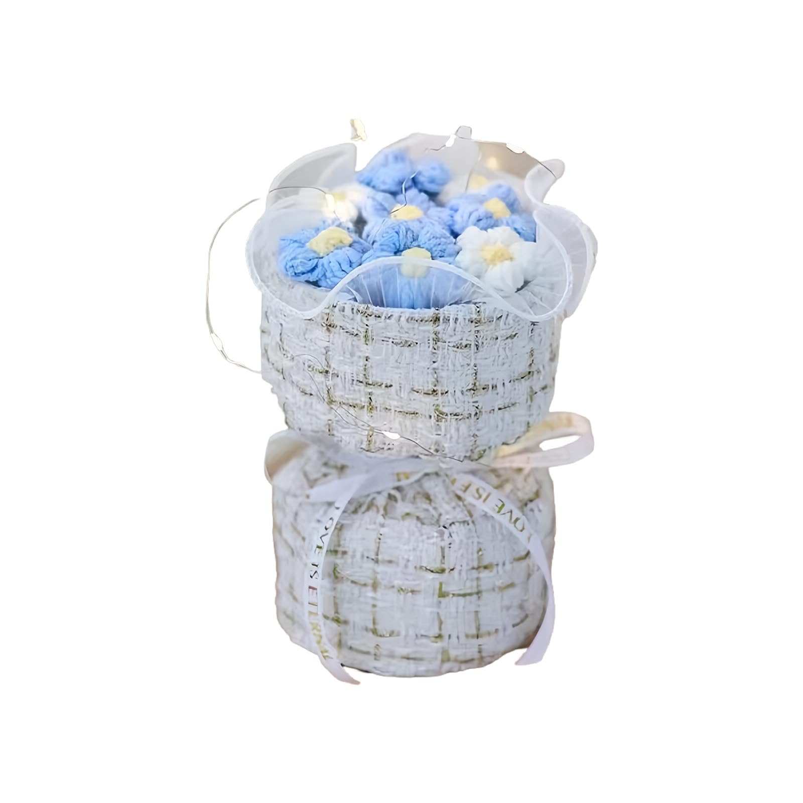 Xinsheinelry 2 Simulated Wool Puff Flower Cluster Centerpiece Wedding Decoration Knitted Yarn Simulation Puff Bouquet