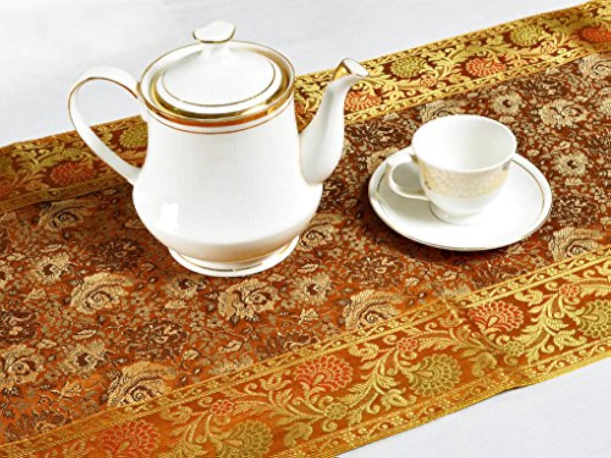 Gold Silk Table Runner Table Tapestry