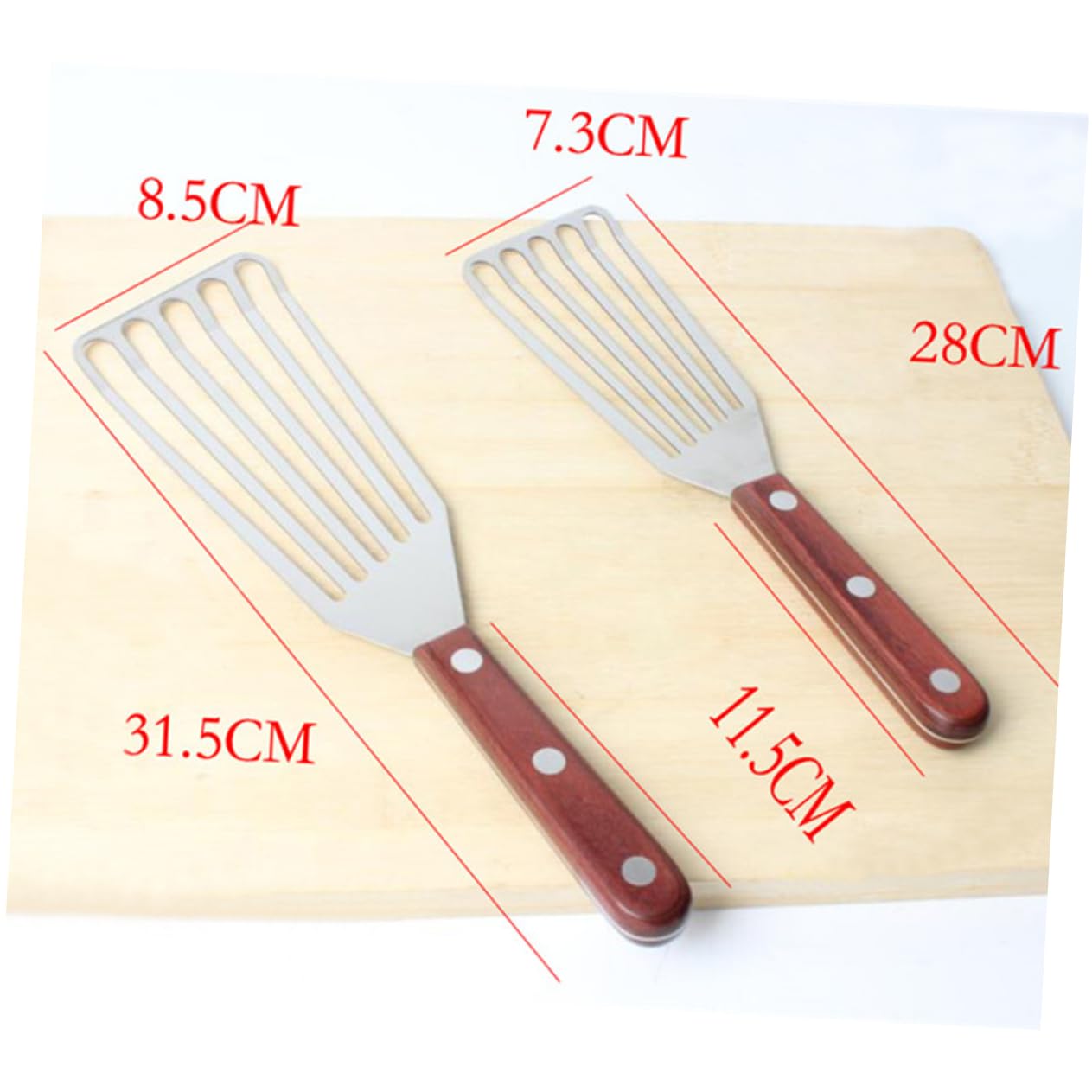 Amosfun 2 Pz Spatola per Bistecca Girapesce a Fessura Tornitore a Fessura Pala Fritta Spatole Scanalate Spatola con Manico in Legno di Legno
