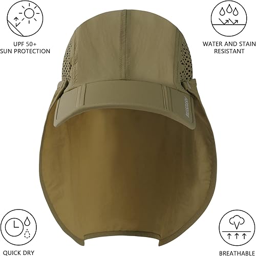 Miniatura 3 de BASSDASH Gorra de béisbol plegable UPF 50+ con solapa extraíble para el cuello, portátil, para hombres y mujeres, golf, senderismo