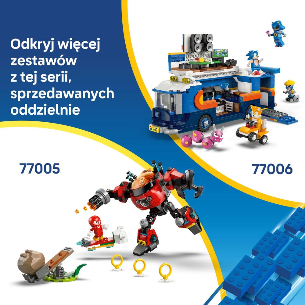 LEGO Sonic the Hedgehog Sonic i pojazd do zadań specjalnych 77006 | Pojazd i 5 postaci, zabawka dla 8-latka, prezent dla fana Sonika, zestaw klocków konstrukcyjnych dla dzieci, 747 elementów