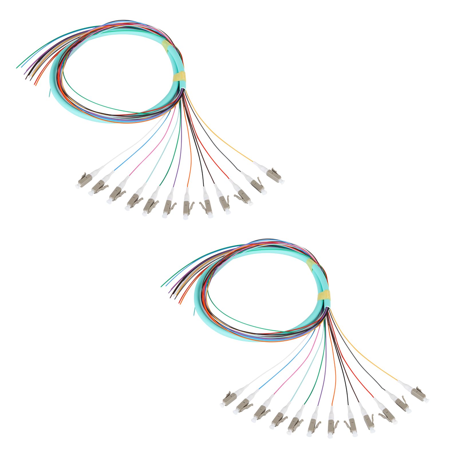 fyboptwu - 12 Fibers LC OM3 Multimode (MM) Fiber Optic Pigtail 1.2m (47.24inch) LC Multimode Cable Pigtail for Engineering Network Fiber Access, 2