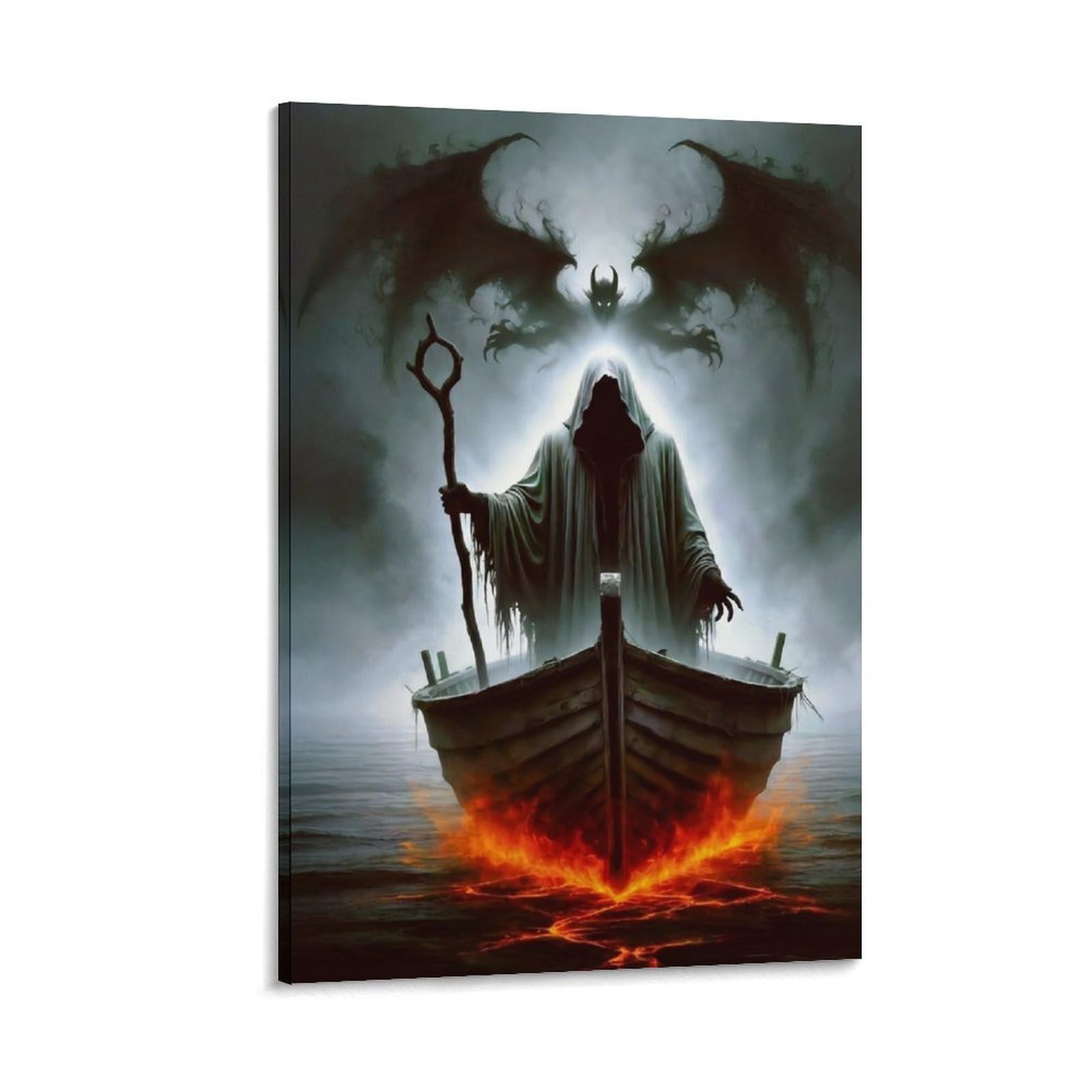 DHBANEIOK Dark Reaper Boat Poster Artwork Giclee Canvas Prints Modern Canvas Wall Art Picture Wall Hanging for Home Decorations 08x12inch(20x30cm)