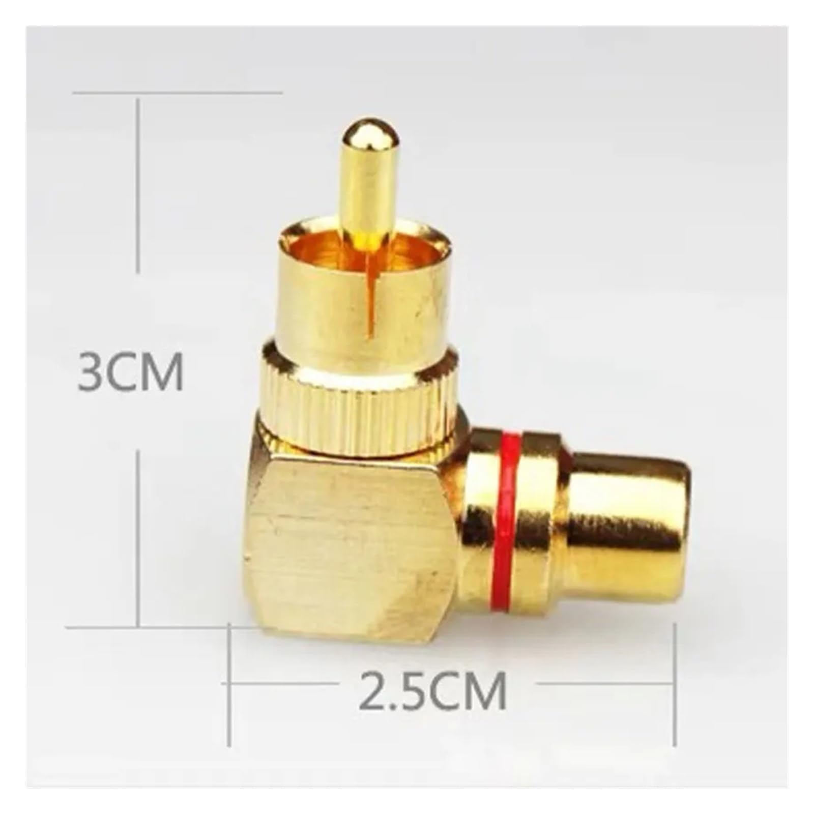 Yvxotrxnk 1/5/10 paia di adattatori RCA maschio a femmina a 90 gradi, connettori ad angolo retto in ottone placcato oro per audio video, 2 pezzi per set (rosso, 10 pezzi)