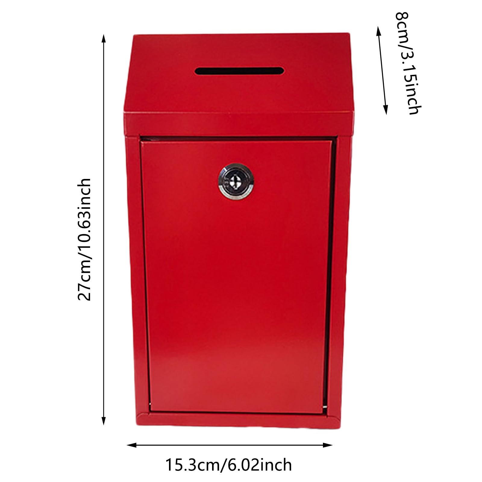 Caja de donaciones de metal con cerradura de llave, caja de propuestas para exteriores con ranuras de ranura, duradero para oficina, exteriores, ubicaciones (negro)
