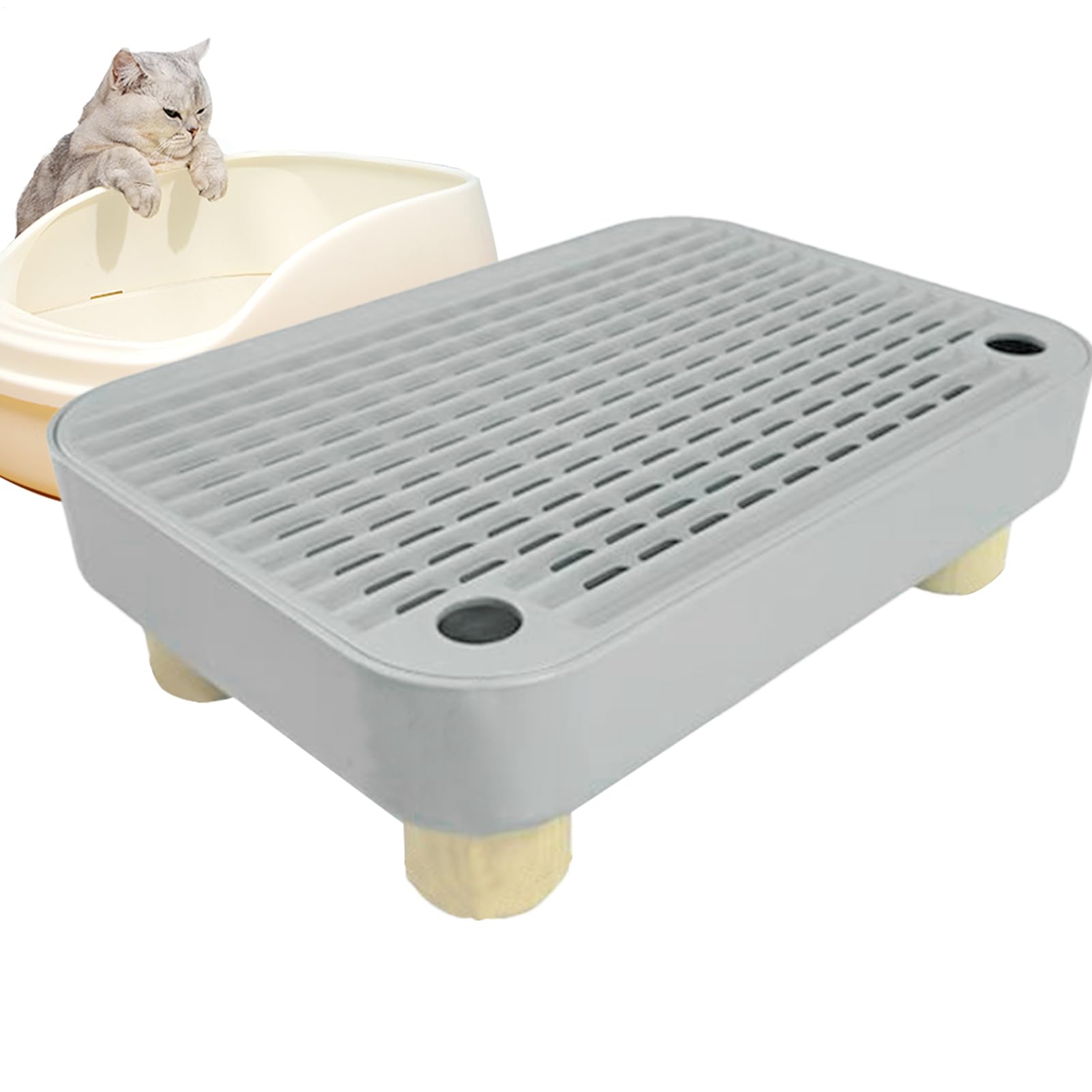 Marchepied à litière pour chat fini les grains sur le sol