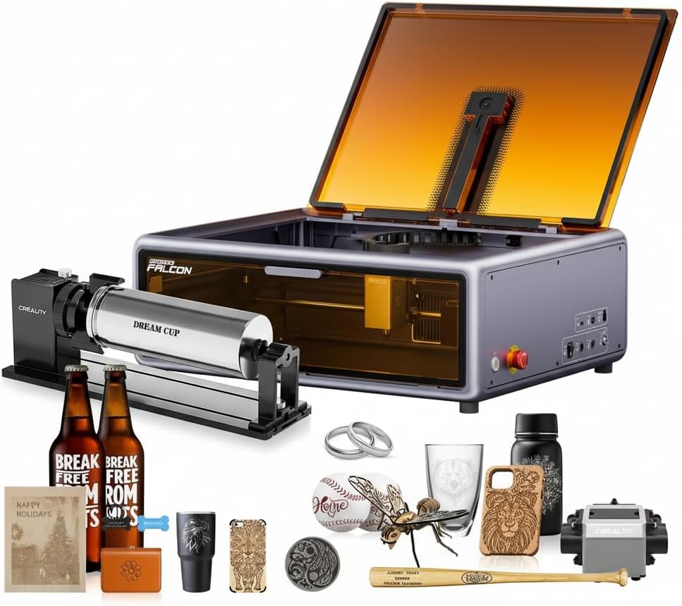 Creality Falcon A1 10W Engraver with Air Assist, Includes Creality Rotary Roller Pro for Creality Falcon Series, A1, A1 Pro