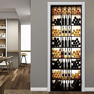 Naklejka na drzwi 3D retro chłodziarka do wina do sypialni salonu drzwi renowacja murale wodoodporne akcesoria do dekoracji domu 77 * 200 cm